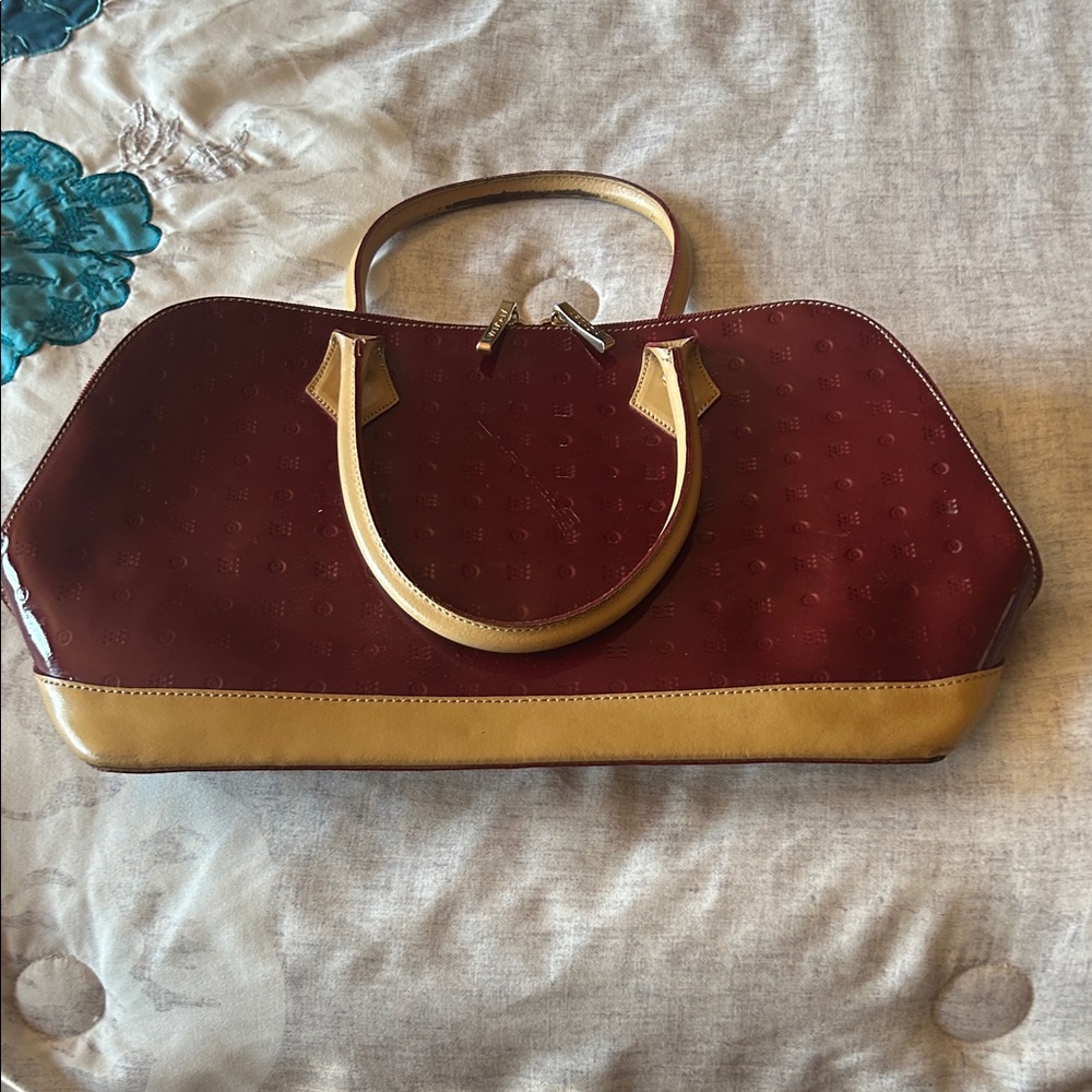 Chic Burgundy and Tan Tote Bag Arcadia